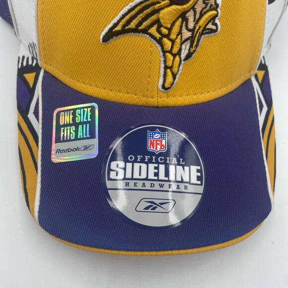Minnesota Vikings Reebok NFL Official Sideline Hat OS One Size - Picture 6 of 6